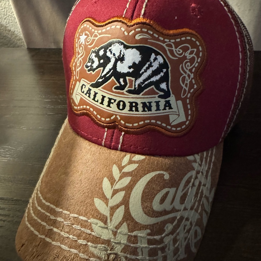 California Bear Red and Brown Cap
